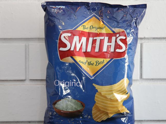 Smiths potato chips. Supermarket product comparison test - home brand vs brand names.  Picture: Peter Ristevski