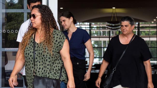 Palmerston Magpies Women’s Premier League player Tayarrah Morris, 25, (second from right) makes bail after an alleged Christmas eve bashing on Darwin's Mitchell St