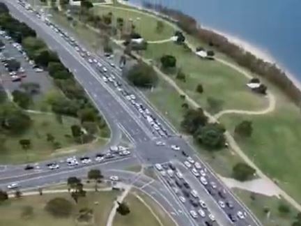 Traffic lined up ahead of the Harry Styles concert on Tuesday night.