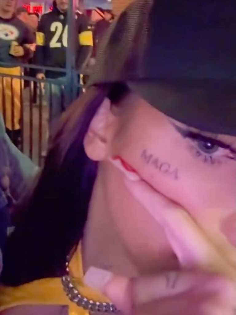 Rose made an appearance in a viral video earlier this year in which she got the letters MAGA tattooed on her right cheek. Photo: X, Steven Steele.