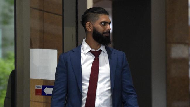 Vahid Alzubayedi at the Melbourne Magistrates' Court where he faced charges for the alleged display of a Hezbollah flag during protest activity in Melbourne’s CBD. Picture: NewsWire / Andrew Henshaw