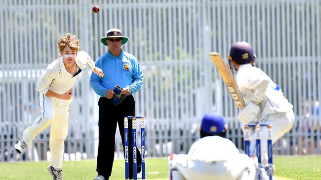 Churchie bowler Tighe Morris. Picture, John Gass