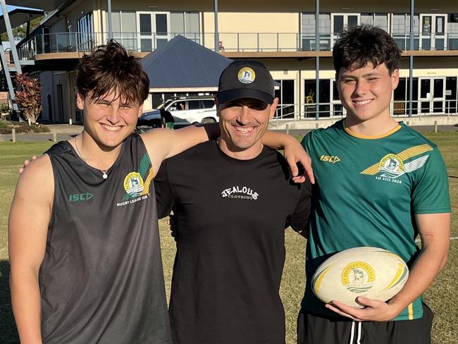 League legend PJ Marsh with sons Jay (left) and Braelan, who will both play for St Brendan's at the 2024 Confraternity Carnival.