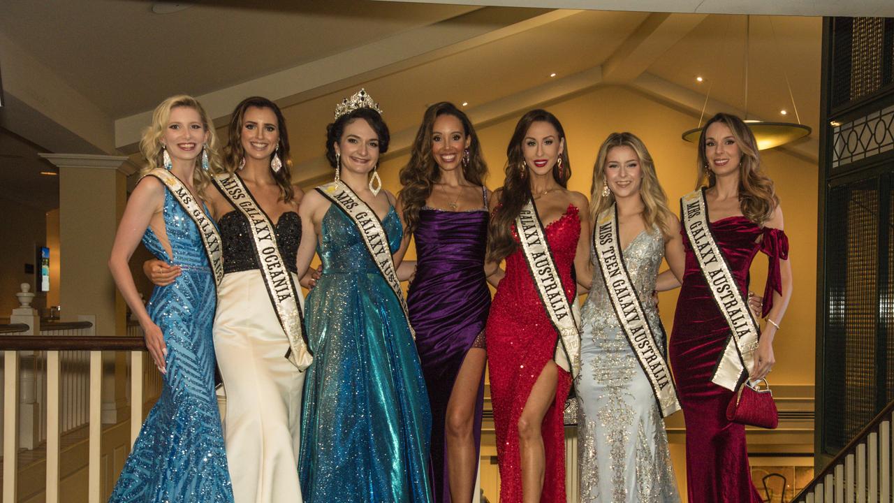 Lisa Craig, Alicia Van Schoonhoven, Eleni Selleck, Shikye Smith, Charlotte Cushing, Zoe Stam and Shantelle Maier at the Intercontinental Sanctuary Cove hosts the Miss Australia National Final and crowning of three Miss Australia’s on the Gold Coast. Picture: Glenn Campbell