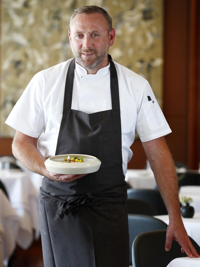 Aria’s executive chef Joel Bickford serves the new dish. Picture: Sam Ruttyn