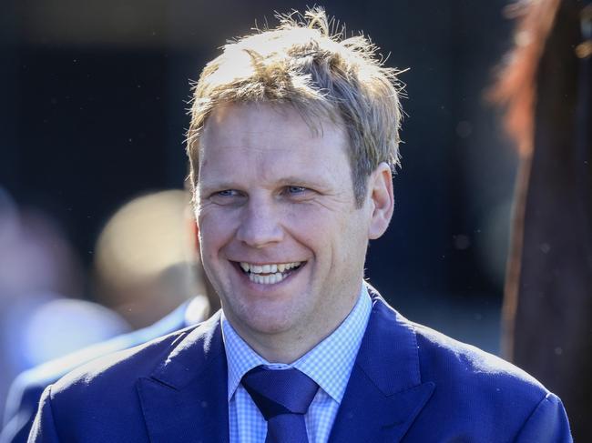 SYDNEY, AUSTRALIA - JULY 30: Trainer Bjorn Baker smiles after winning race 5 the Nswroa Trophy during Sydney Racing at Rosehill Gardens on July 30, 2022 in Sydney, Australia. (Photo by Mark Evans/Getty Images)