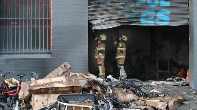 The October 15 fire caused extensive damage to the bike shop. Picture: NewsWire/ David Crosling