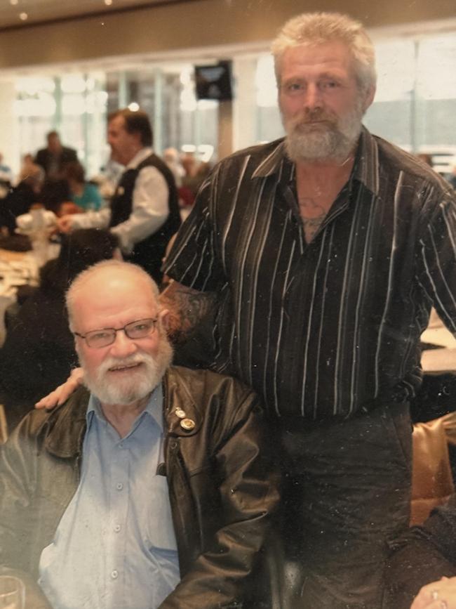 Michael Wickham (standing) with his father, John Franks. Michael died outside a Mount Pritchard home on Saturday.