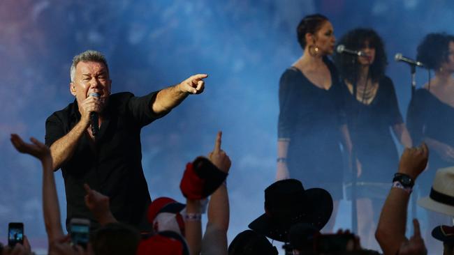 Jimmy Barnes and Cold Chisel perform the pre-match entertainment at the 2015 NRL grand final. Picture: Brett Costello