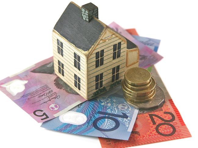 Home loan with dollars and coins from Australia. housing, Australian money, generic property