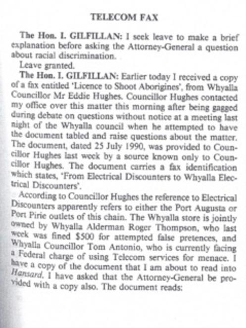 Part one of the allegations raised in State Parliament against Mr Antonio. Picture: Hansard.