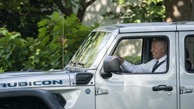 President Joe Biden in a Jeep Wrangler Rubicon electric vehicle during an event in 2021. Picture: Bloomberg/Getty Images