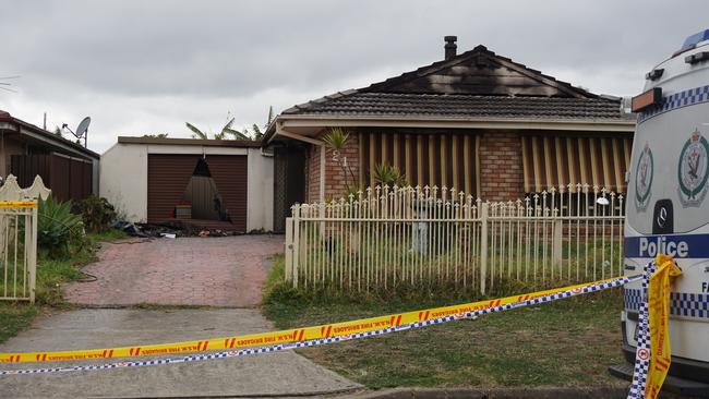 A fire led to the death of an unidentified person at a home on Merinda Pl, Bonnyrigg. Picture: Tony Ibrahim