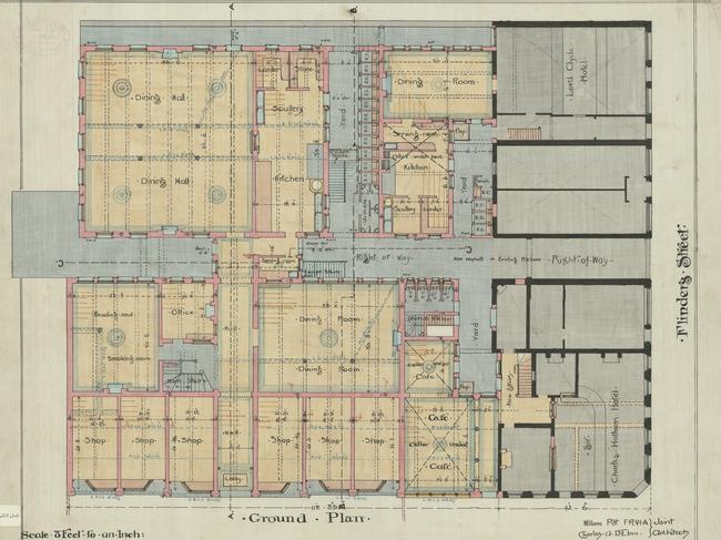 An architectural drawing of the proposed People’s Coffee Palace, to be built on Spencer Street. Picture: State Library Victoria