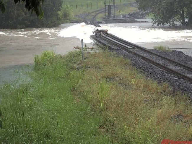 Some areas of Queensland recorded up to 300mm of rain in 24 hours. Picture: Facebook/Queensland Rail.