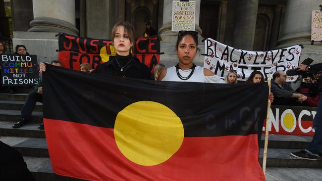 Protesters march against Aboriginal deaths in custody in South Australia. Picture: Sam Wundke