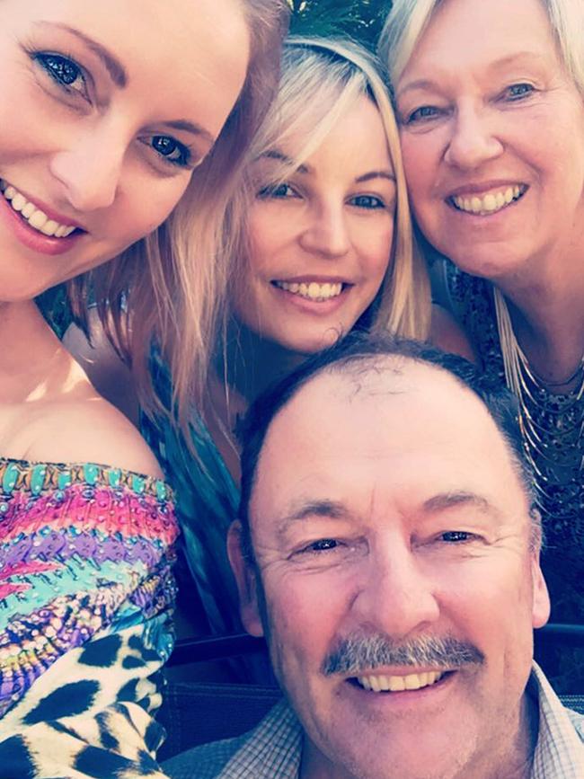 Supplied picture of Lauren Huxley and her family. Her sister Simone, left, her mother Christine and father Pat.