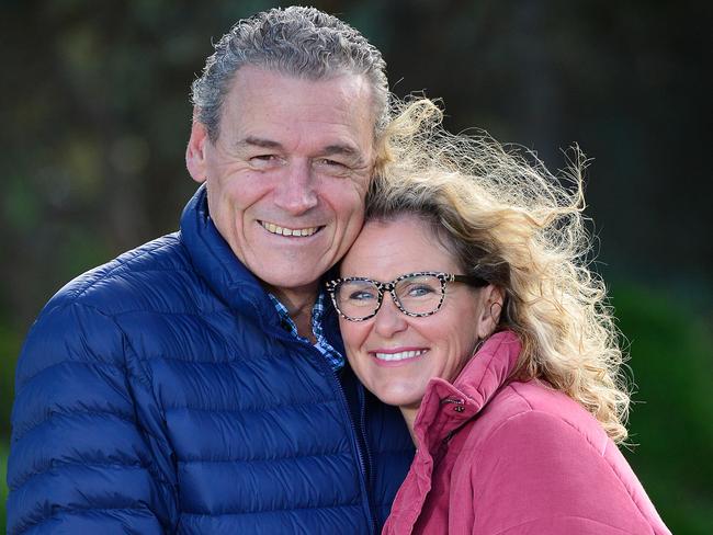 FOR HAMISH MCLACHLAN pageEx Hawthorn player Paul Dear with wife Cherie.Picture : Nicki Connolly