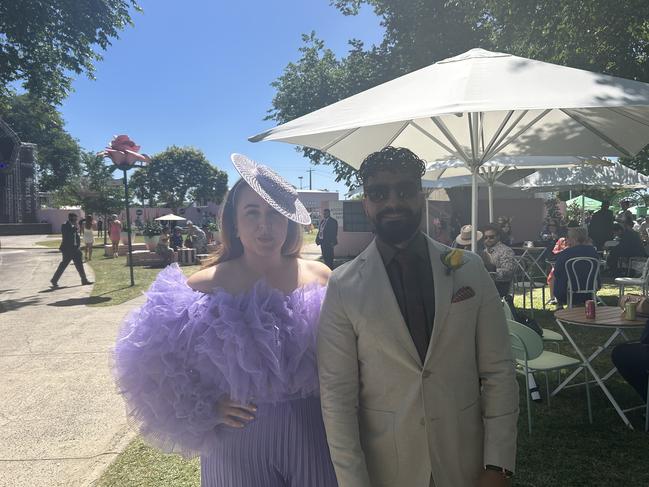 Jennifer and Ahmed enjoying Melbourne Cup Day. Picture: Oscar Jaeger