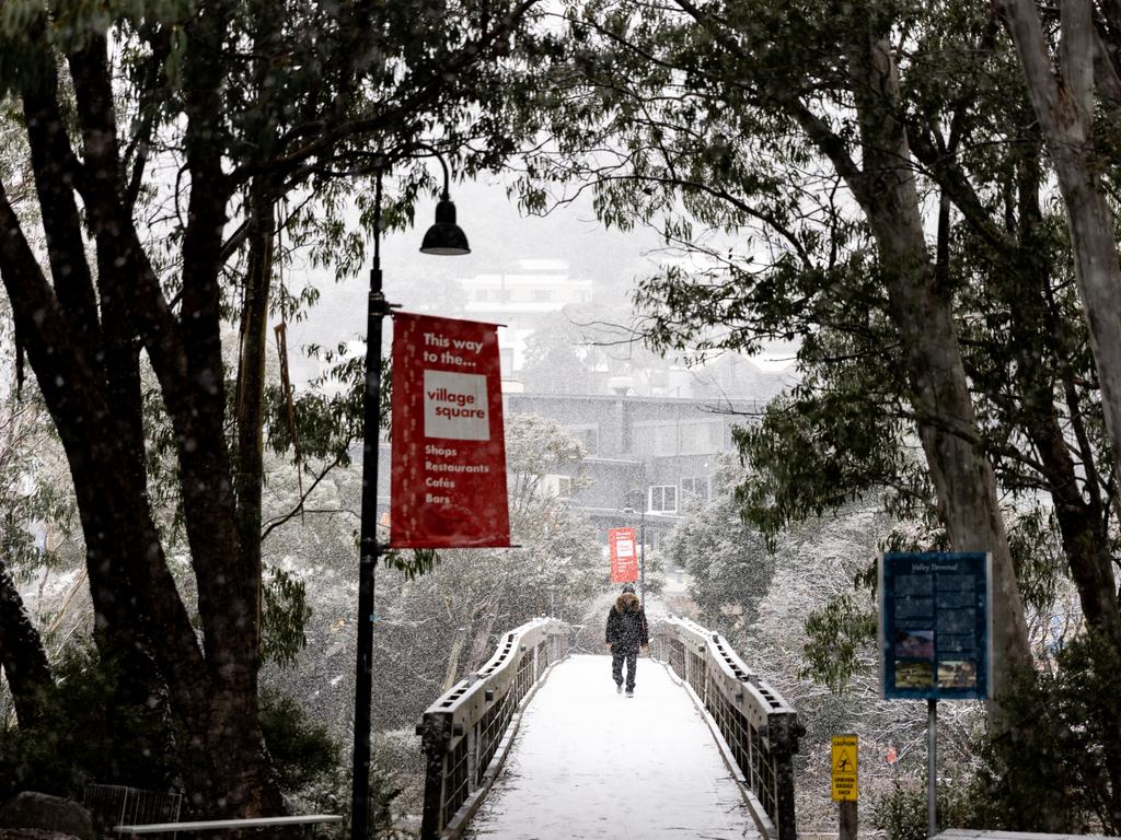 Heavier snow than usual for this time of year has fallen at Thredbo Resort. Picture: Boen Ferguson