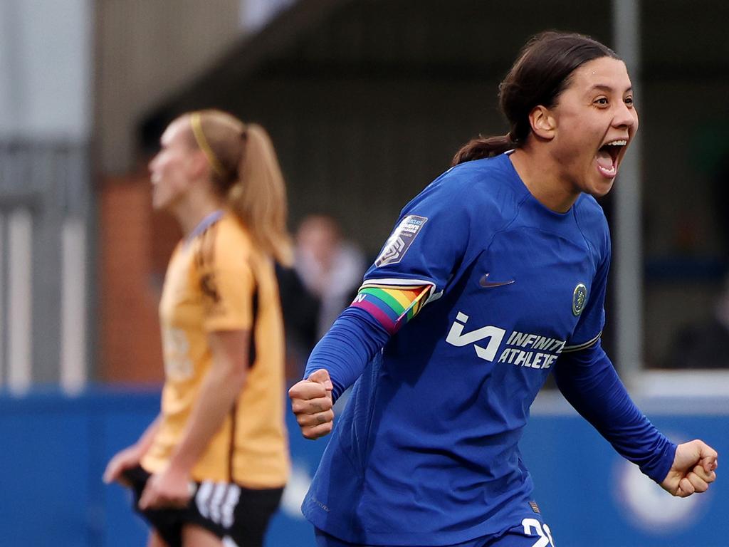 Sam Kerr is happy to be staying at Chelsea. Picture: Tom Dulat/Getty Images