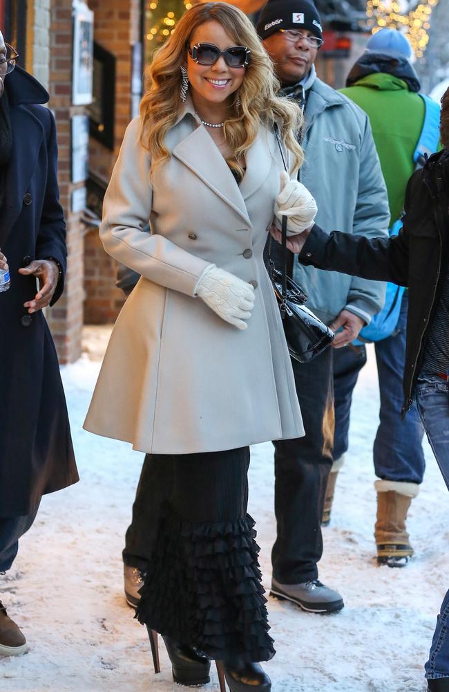 A regular in Aspen during the colder months, she wore this delightful combo again while visiting a jewellery store. Picture: Splash News Australia