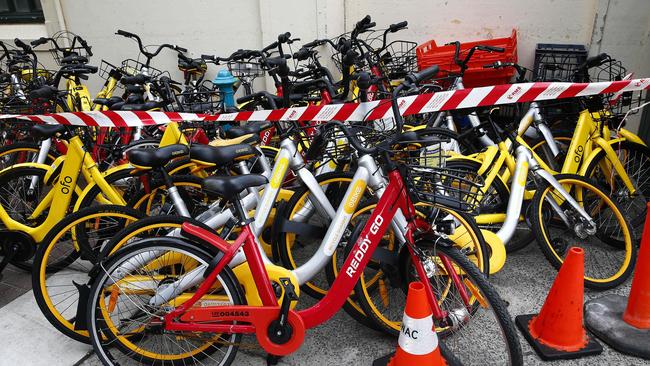 Waverley Council has started impounding abandoned and damaged share bikes. Picture: John Appleyard