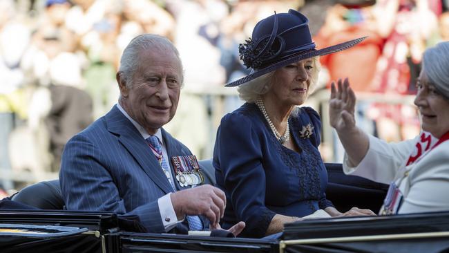 King Charles, Queen Camilla and Gov. Gen. Mary Simon travel in Canada's State Landau towards the Senate of Canada building in Ottawa, Canada. Picture: Spencer Colby/The Canadian Press via AP