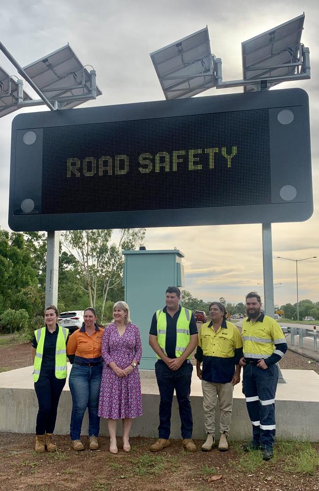 Infrastructure, Planning, and Logistics Minister Eva Lawler said the signs would provide real-time updates to motorists. Picture: Sierra Haigh