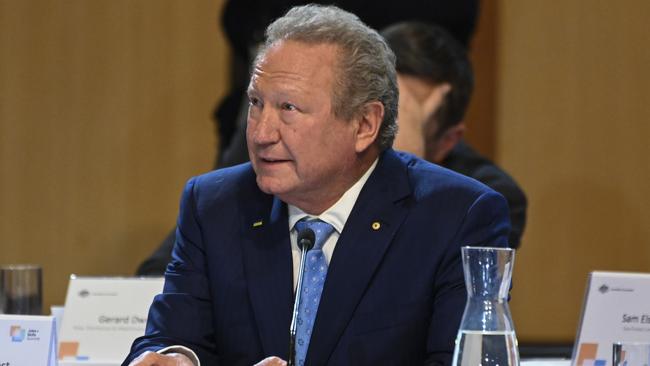 Andrew Forrest, Fortescue Metals Group, The Minderoo Foundation at the Jobs and Skills Summit at Parliament House in Canberra. Picture: NCA NewsWire / Martin Ollman