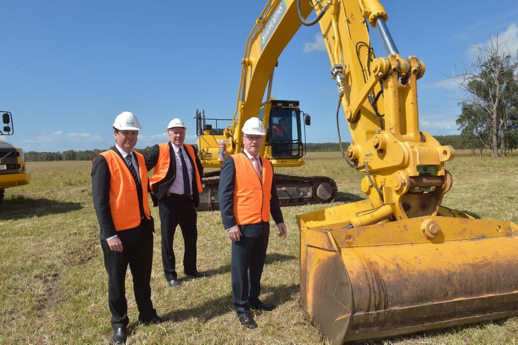 Launch of Harmony Estate at Palmview.CEO of Avid Property Group Cameron Holt and General Manager Bruce Harper on site with Mayor Mark Jamieson. Picture: Warren Lynam