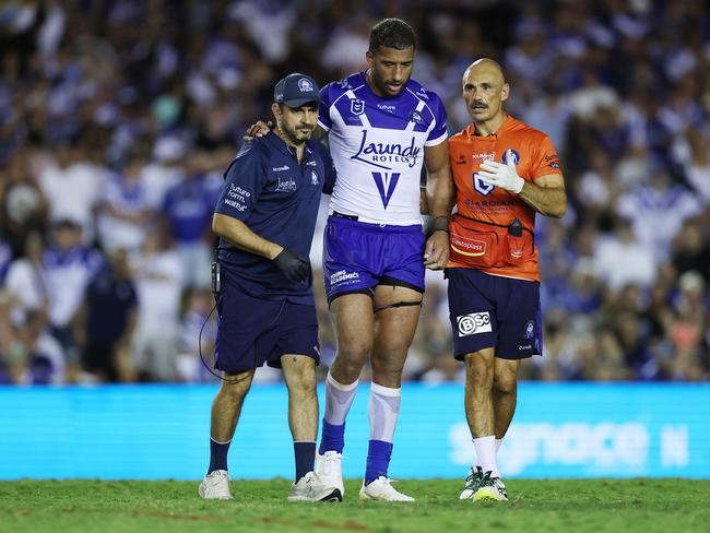 Viliame Kikau was forced from the field late in the game. Picture: Jeremy Ng/Getty Images