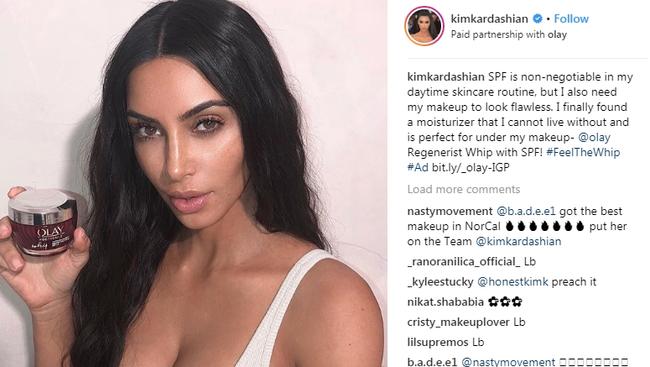 Top tier influencer Kim Kardashian West has clearly marked this post on Instagram as a paid partnership. (Pic: Instagram)