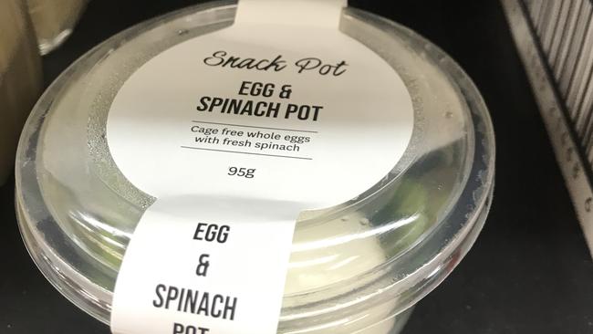 The egg and spinach pot on offer at Coles. Supermarket packing gone mad?