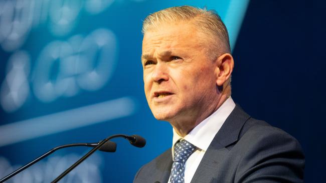 Kevin Gallagher, Chief Executive Officer and Managing Director Santos Limited speaking at the APPEA 2023 in May. Picture: NCA NewsWire / Morgan Sette