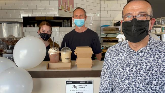 Tony Piccolo MP with owner of Hudsons Coffee Gawler, Ryan. Picture: Facebook