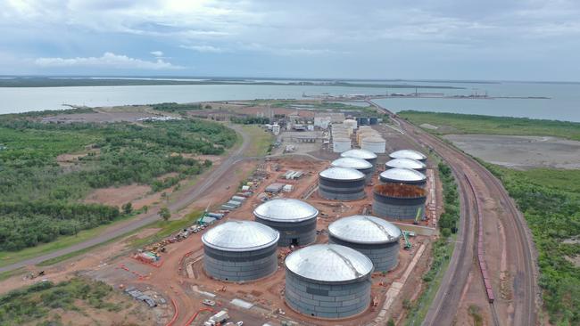 The tank’s roofs were installed last April.