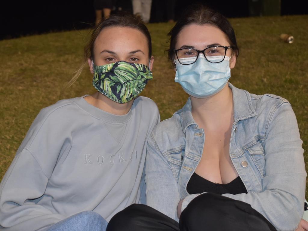 Kirrah Rossow (from left) and Brianna Rossow at the Canberra Raiders v Sydney Roosters round 25 match at BB Print Stadium, September 2, 2021. Picture: Matthew Forrest