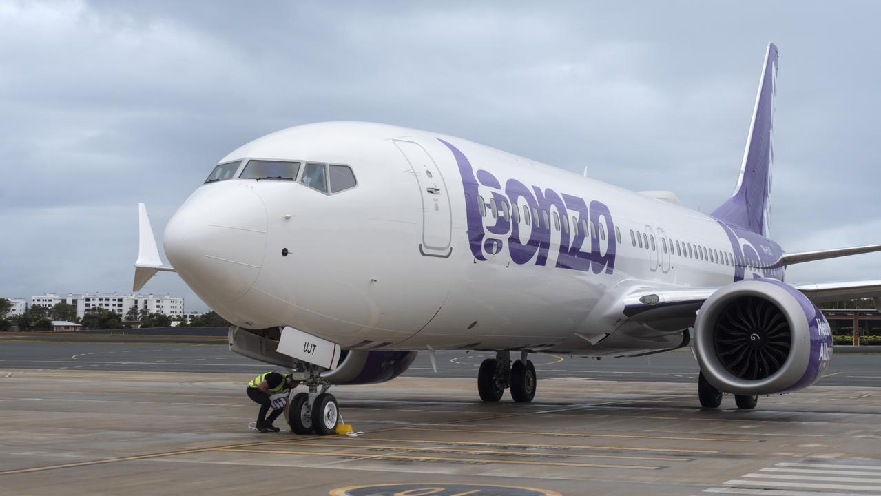 The first Bonza-painted Boeing plane landed at Sunshine Coast Airport earlier this year. The new airline is going through the necessary processed to ensure safe flights before it takes off.