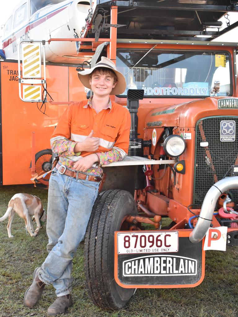 The ‘Travelling Jackaroo’ Sam Hughes stopped by Show Whitsunday as part of his solo tractor expedition to fundraise for the Royal Flying Doctor Service, Dolly’s Dream, and Drought Angels. Picture: Kirra Grimes