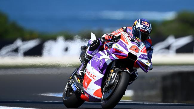 PHILLIP ISLAND, AUSTRALIA – OCTOBER 20: Johann Zarco of France and the Prima Pramac Racing Team in action during free practice ahead of the 2023 MotoGP of Australia at Phillip Island Grand Prix Circuit on October 20, 2023 in Phillip Island, Australia. (Photo by Quinn Rooney/Getty Images)