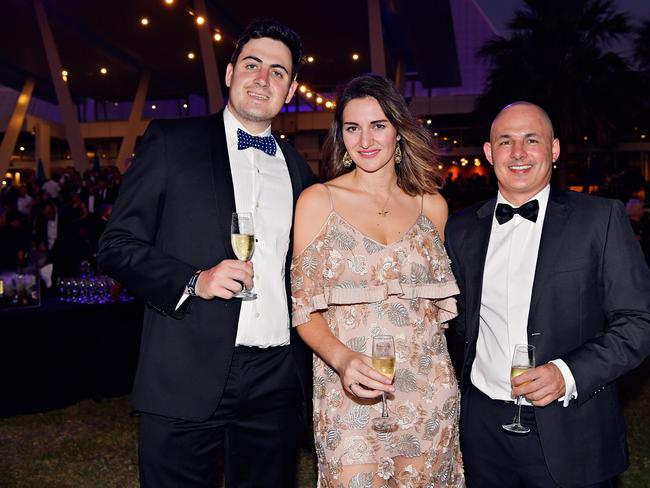 Thomas Moorehead, Anna Di Camillo, and Dan Leather at the 2017 Qantas Darwin Turf Club Gala Ball at SkyCity Casino. Picture: MICHAEL FRANCHI