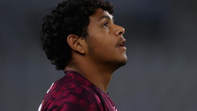 SYDNEY, AUSTRALIA - MAY 05: Selwyn Cobbo of the Broncos warms up during the round nine NRL match between the South Sydney Rabbitohs and the Brisbane Broncos at Accor Stadium, on May 05, 2022, in Sydney, Australia. (Photo by Cameron Spencer/Getty Images)