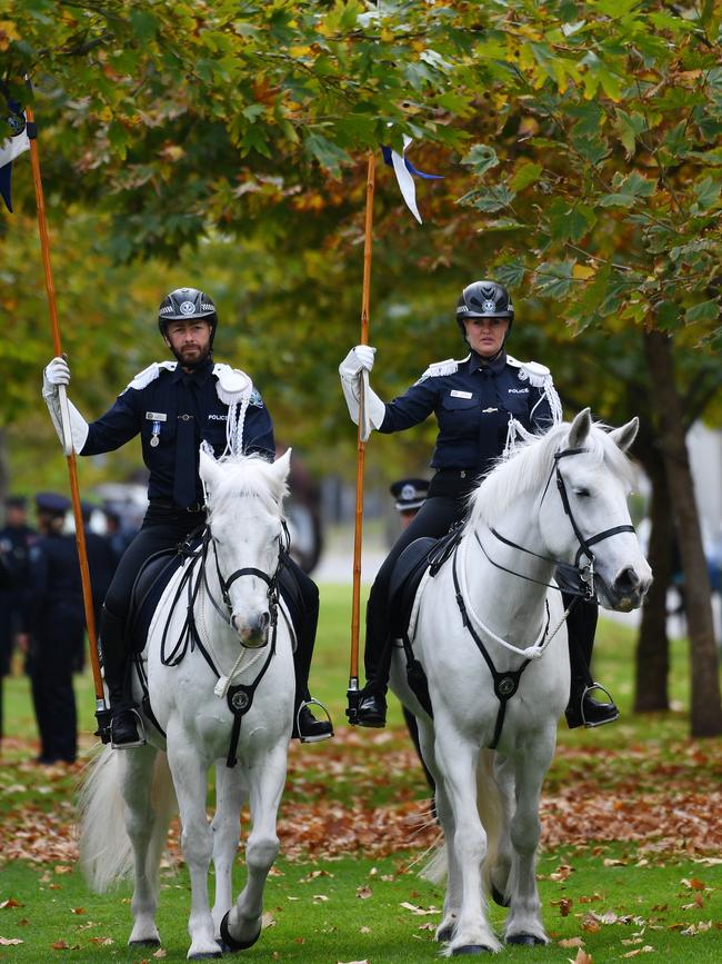 A police horse guard of honour. Picture: David Mariuz/AAP