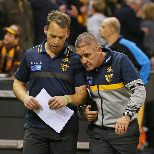 Chris Fagan and Alastair Clarkson during their time at Hawthorn.