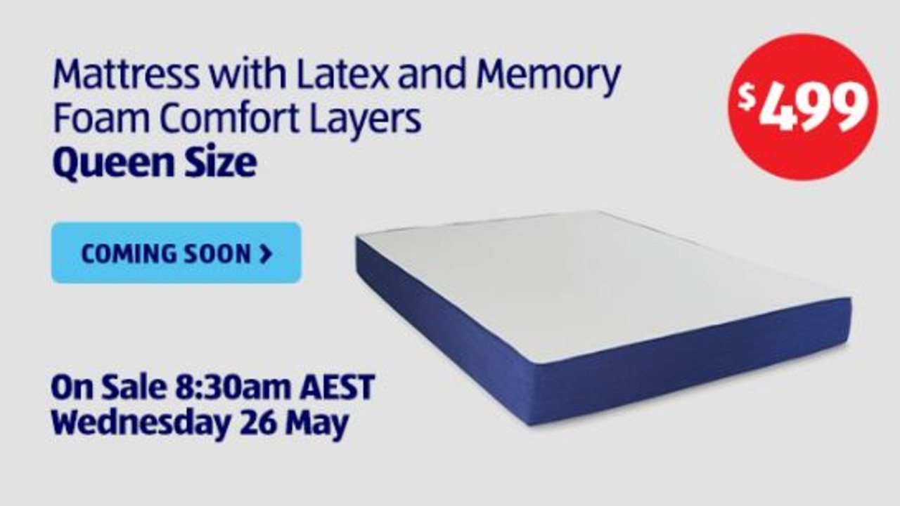 You can buy this latex mattress online at Aldi on May 26. Picture: Supplied