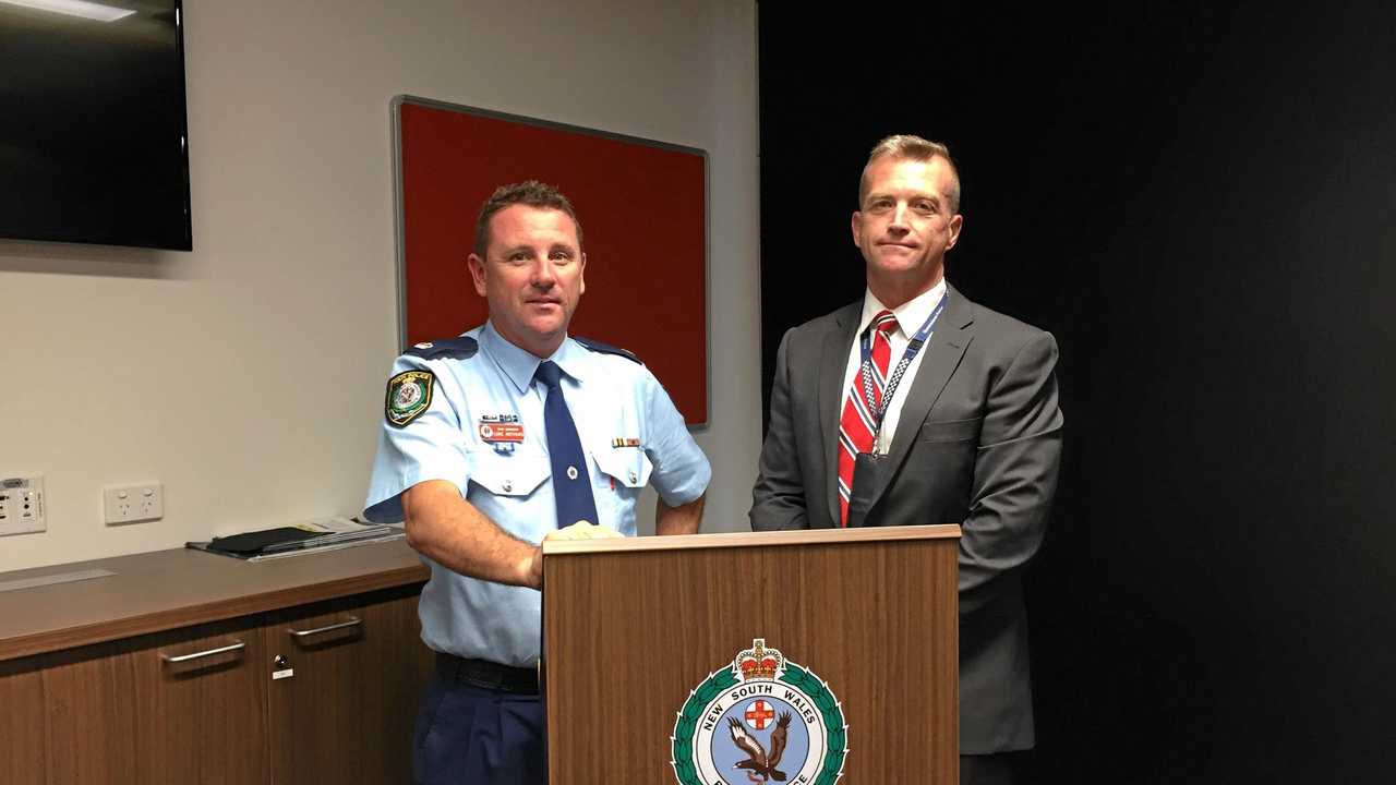 Chief Inspector Luke Arthurs, from Tweed Byron Police District, and Detective Senior Sergeant Michael Bollin, from Queensland Police. Picture: Steve Vivian