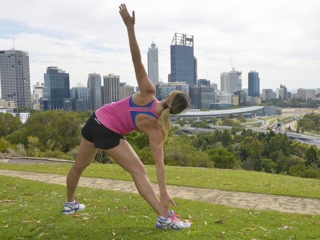 Jenna Bevan exercising in Kings Park