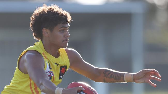 Ronald Fejo jnr, pictured in action for NT Thunder this year, starts training with Essendon on Monday. Picture: AFL Photos/via Getty Images