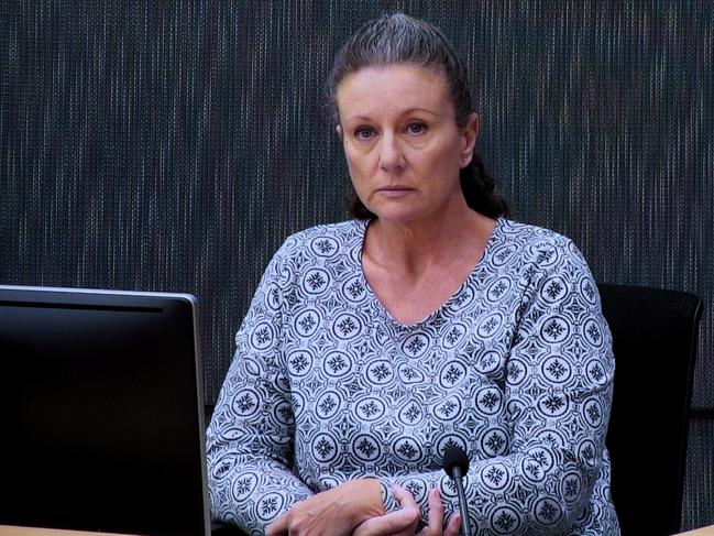 Kathleen Folbigg appears via video link during a convictions inquiry at the NSW Coroners Court, Sydney, Wednesday, May 1, 2019. An Inquiry continues into convictions of "baby killer" Kathleen Megan Folbigg. (AAP Image/Joel Carrett) NO ARCHIVING